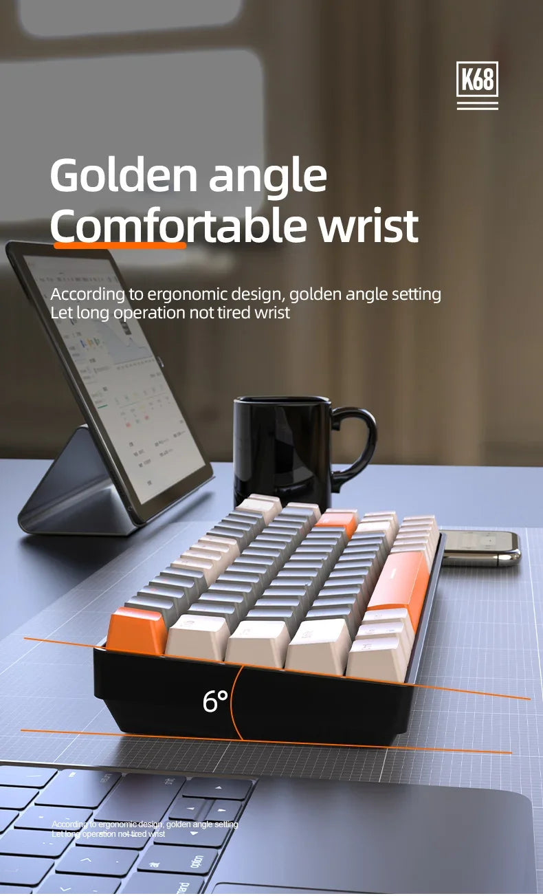 Gaming-Tastatur 2025: K68 Wireless Mechanical Hot-Swap - Red Switch Bluetooth Type-C Collection