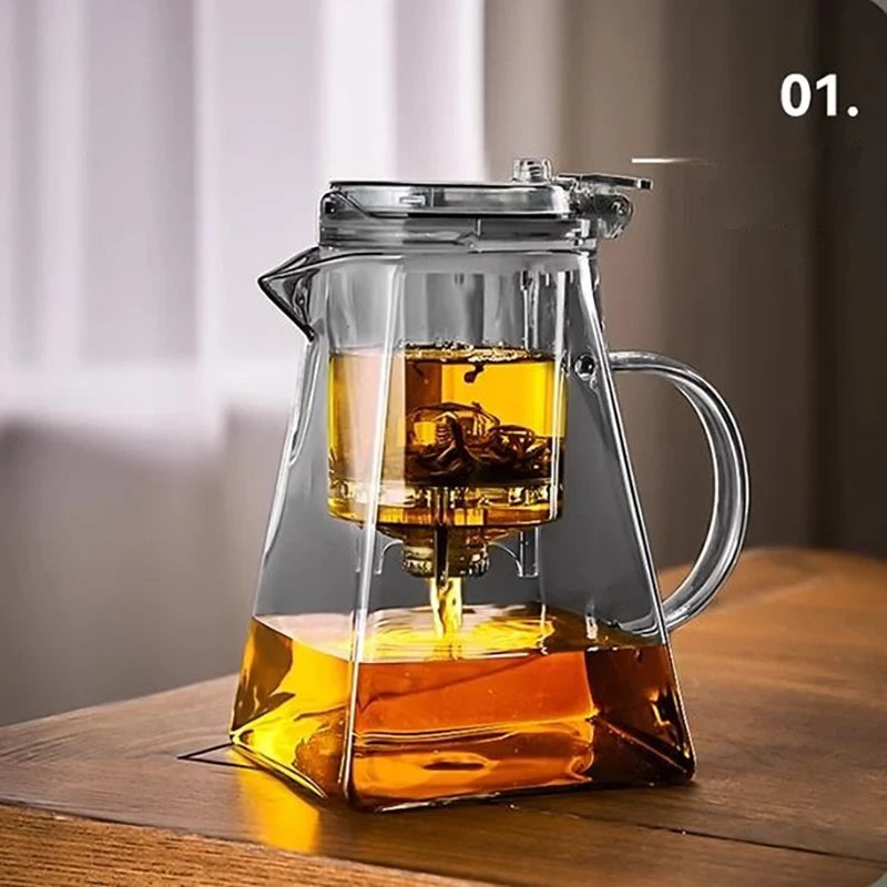GIANXI Glass Teapot And Pot Household Tea Set Teapot Heat-resistant Tea Water Separation Filter Flower Teapot Glass Teapot