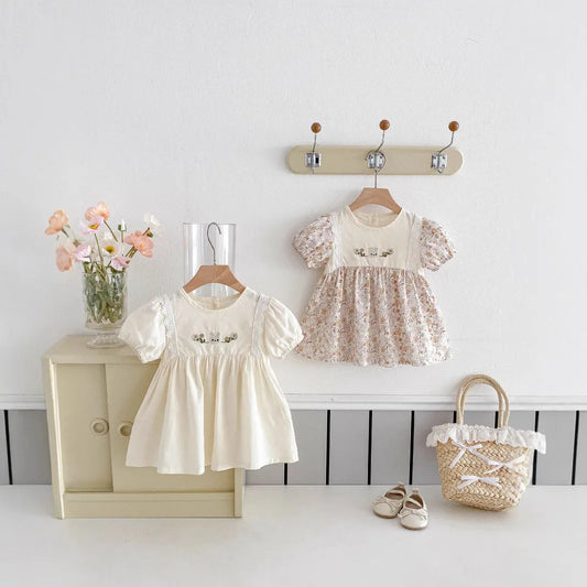 NELNKAGHY Kleid Spitze Baumwolle - Floral Prinzessin Gr 80 - Golden Bridge Store