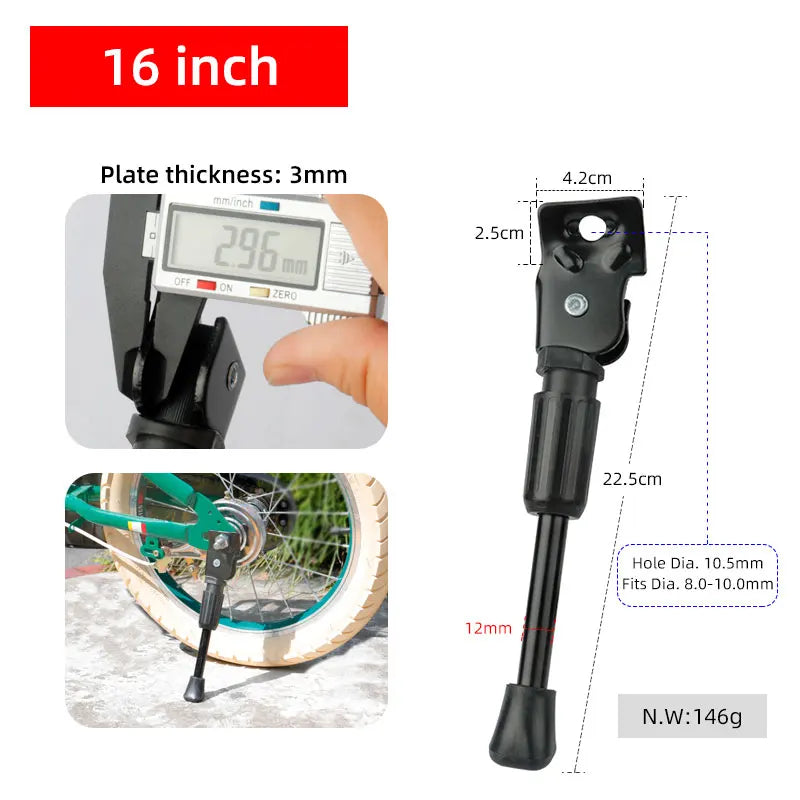 Kids Bike Kickstand Parking Stand Foot Brace Children Bicycle Side Support 12/14/16/18/20 Inch