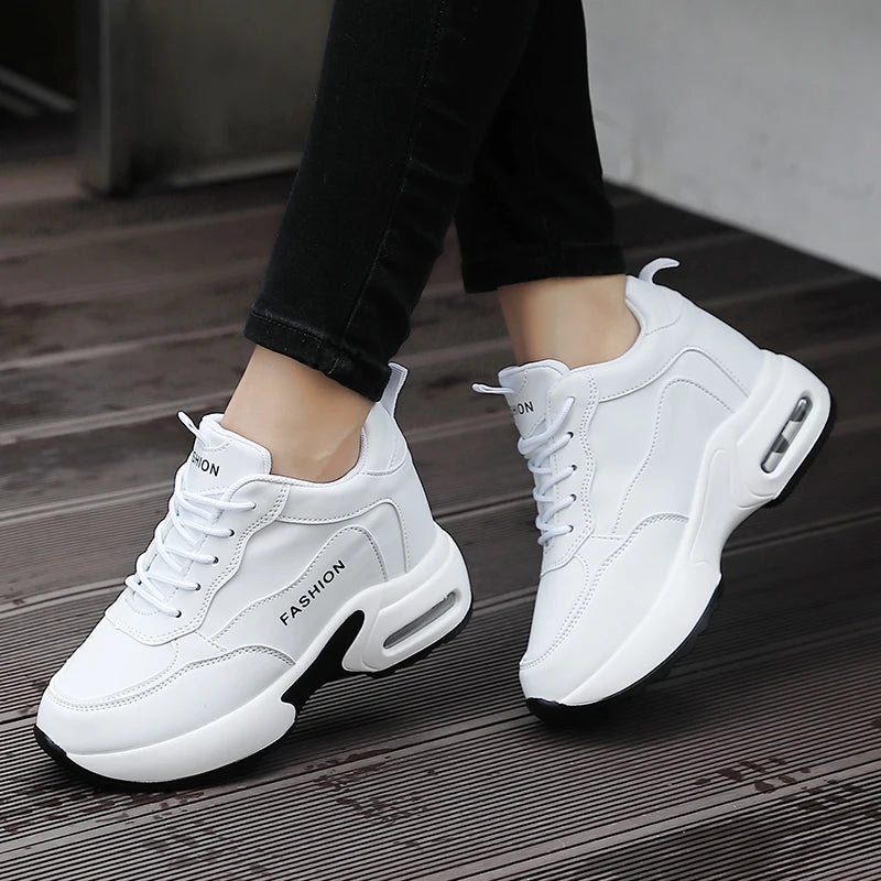 Women Sneakers Thick Soled White Height Increasing High-quality Sports Trend Fashion Walking Breathable Casual Shoes for Women