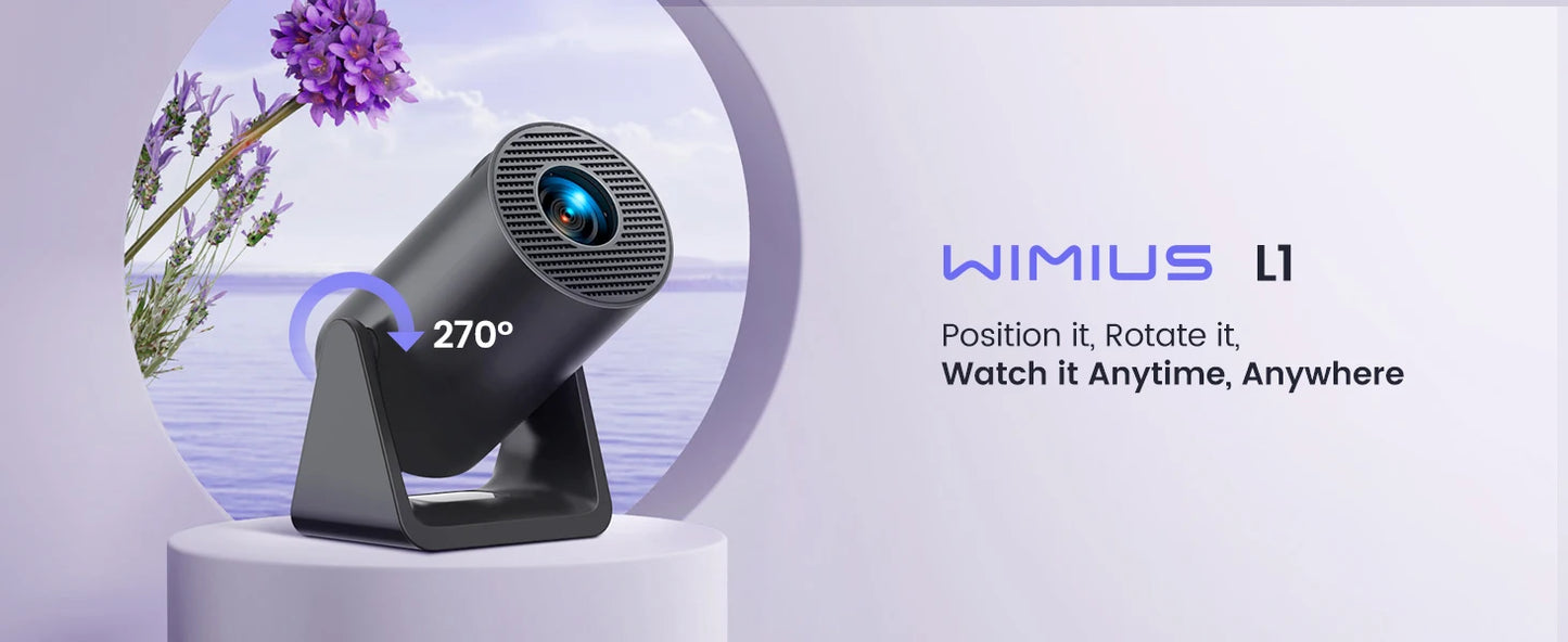 Wimius L1 Mini Projector 1080P Support 300 ANSI Android 11 Wifi Bluetooth Projector Auto Keystone Portable Movie Projector