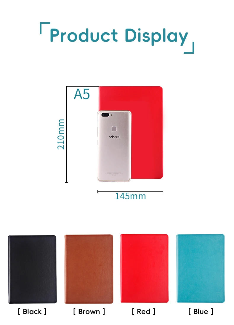 PU Leder Notizbuch A4/A5/A6 2025 - Super Thick 330 Seiten Sketchbook Schule Journal