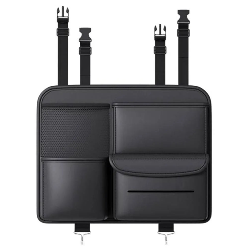 Suport pentru pahare anti-kick pad, geantă de depozitare pentru spătarul scaunului auto, organizator pentru bancheta din spate auto, modernizat cu 6 buzunare și cârlig, suport pentru șervețele