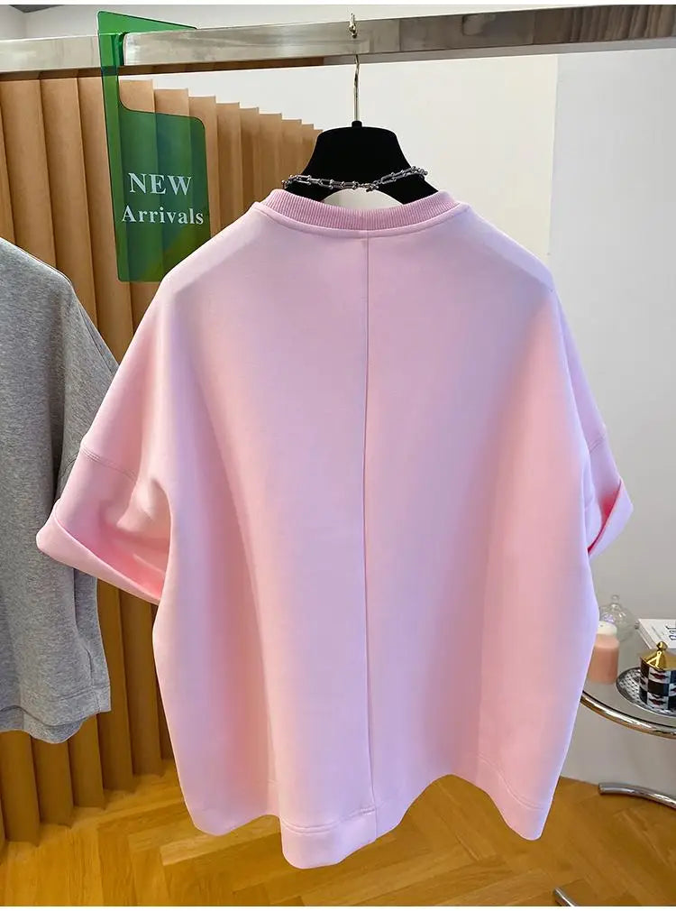 Women T-shirt 2025 Summer New Solid Color Short-sleeved T-shirt Female Loose Casual Round Neck  T Shirt