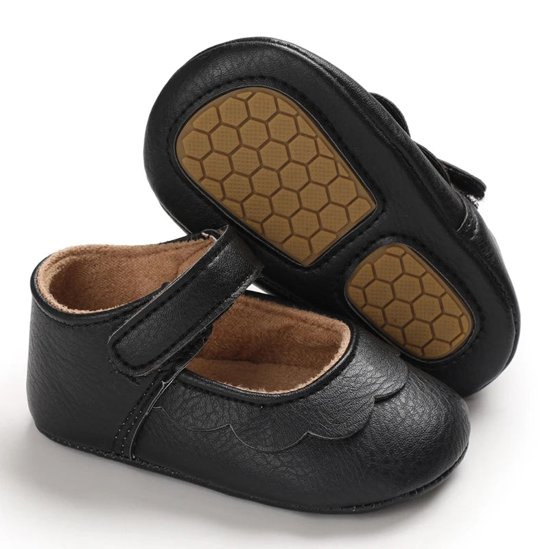 Baby Mädchen Schuhe 2025 - Fashion Einfarbig Leder Blume Prinzessin - Weiche Gummisohle Rutschfest Casual Erste Laufschuhe