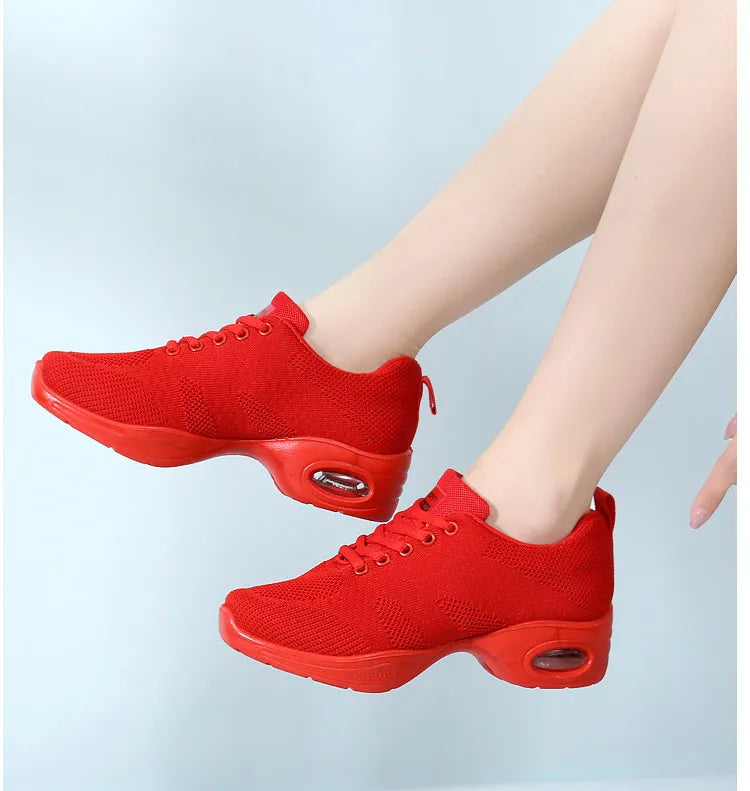 Sneakers Dance Shoes For Women Flying Woven Mesh Comfortable Modern Jazz Dancing Shoes Girls Ladies Outdoor Sports Shoes
