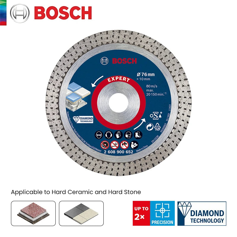 Bosch Expert Hard Ceramic Cutting Disc 76mm Angle Grinder Saw Blade for Hard Tiles Stone Diamond Cutting Disc Accessories 80M/s