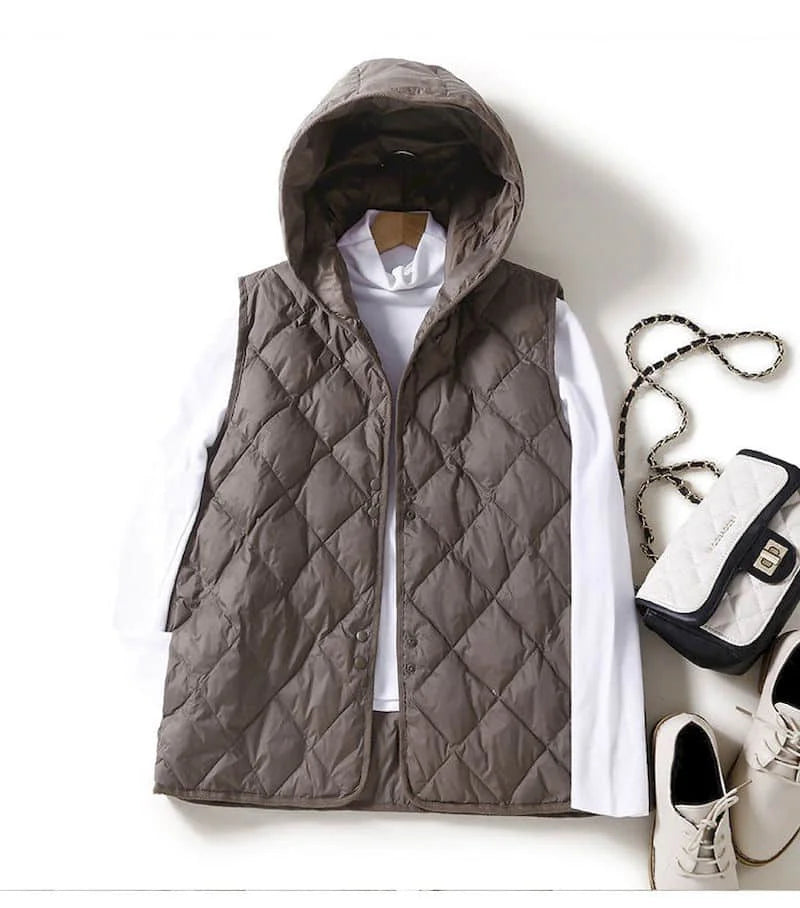 Vestă cu glugă Lumi coreeană - bumbac cu puf, 30–50%