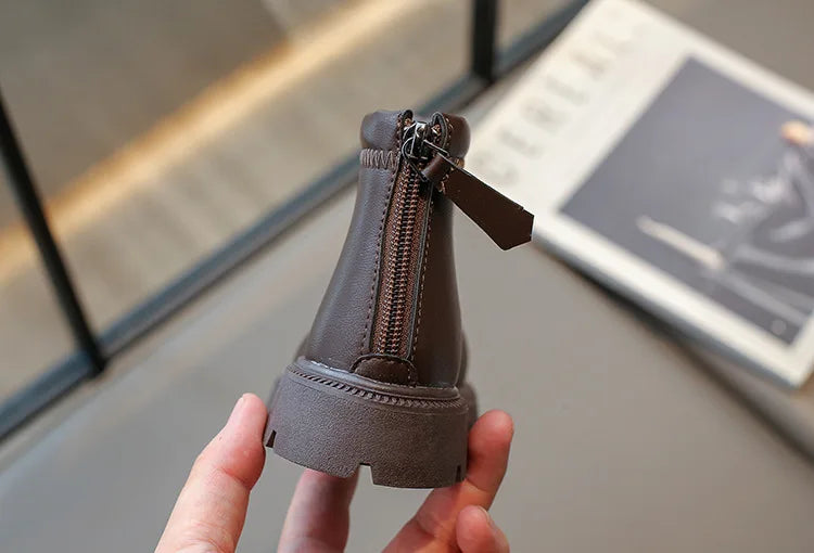 Herbst Winter Neue 2025 Kinder Fashion Stiefel - Mädchen Wasserdicht Rutschfest Reißverschluss - Weiche Sohle Leder Stiefel Kinder Casual Schuhe