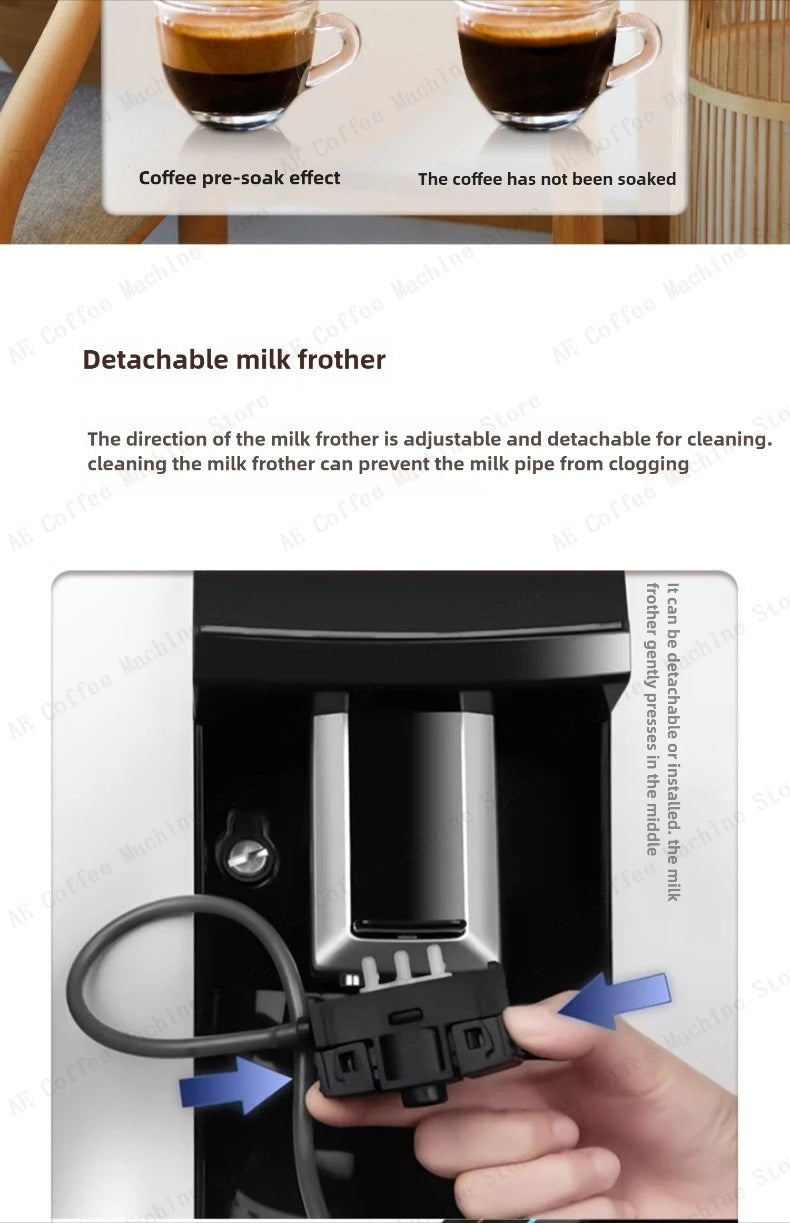 Fully Automatic Coffee Machine Smart Touch Screen Integrated Grinder Coffee Machine Multi-function Household Coffee Machine