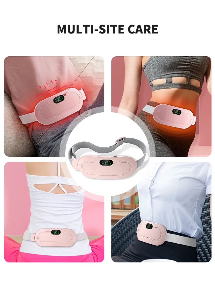Rechargeable Heating Waist Belt with Digital Display - Vibrating Massager for Period Pain Relief & Women's Menstrual Care