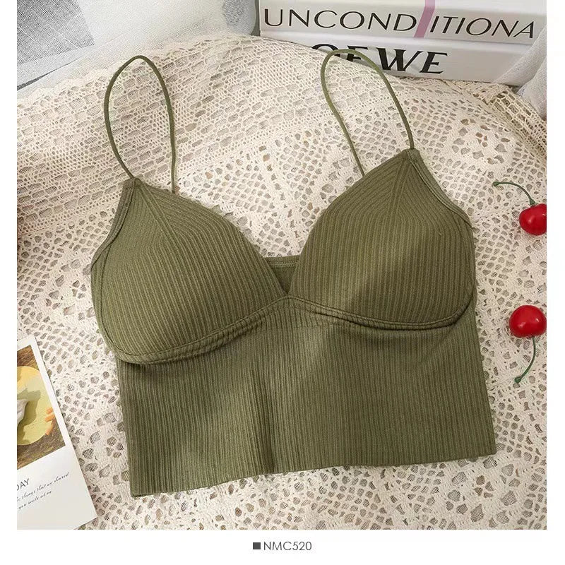 Women elegant Crop Tops Bra Tube Top Female Streetwear Sleeveless Seamless Sports Bra Crop Camis Top Tee Bandeau Top Basic Tank