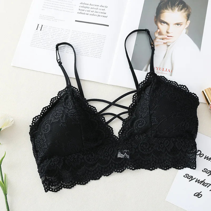 Floral Lace Bra Non-Wire Push Up Bras For Women Padded Brassiere Female Underwear elegant Lingerie V-neck Bralette Intimates