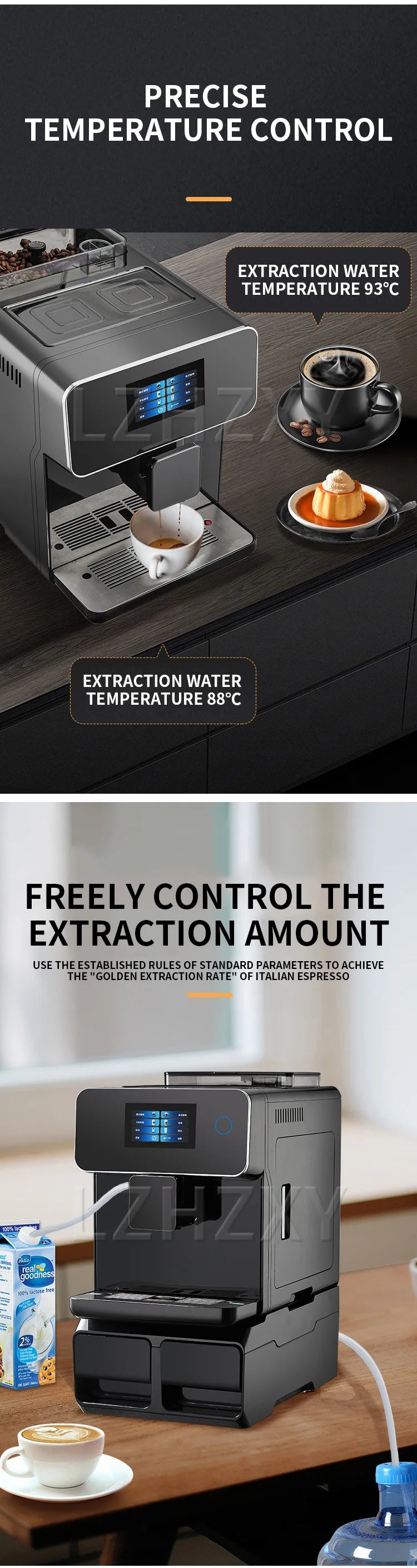 Commercial Coffee Machine Touch Screen Fully Automatic Italian American Coffee Household Freshly Ground RM-A10 Espresso Machine