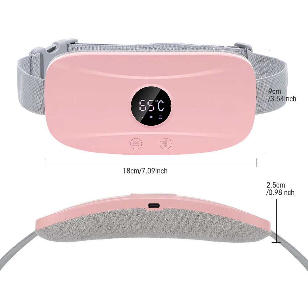 Menstrual Heating Belt 3 Gears Vibrating Electric Belly Massager Period Pain Relief Waist Stomach Abdominal Warming Belt Pad