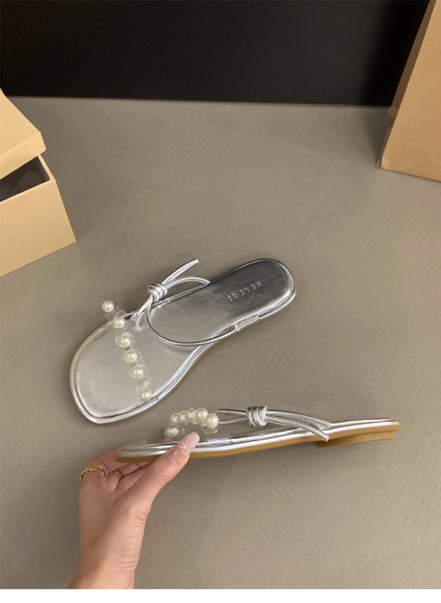 Plegie Sandale Transparente Perlenriemen - Anti Rutsch 3cm