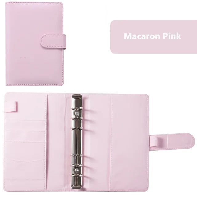 Caiet din piele PU A6 2025 - Organizator de planificator DIY cu 8 buzunare, foi de buget, școală