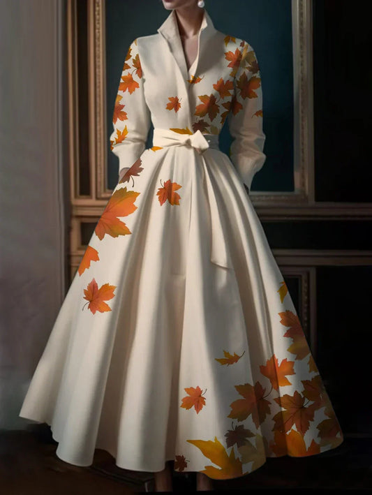 Rochie elegantă de damă cu curea, plisată, linie A, imprimare vintage, modă de toamnă, seară, petrecere, club, nuntă, rochii de petrecere pentru invitați, 2025