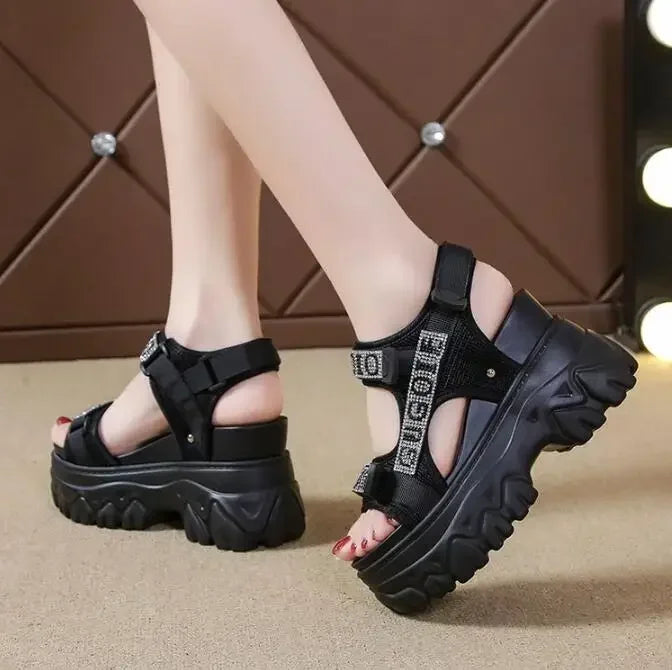 Pantofi eleganti pentru femei, noi, de vară, de lux, sandale pentru femei, talpă groasă, pantofi cu toc înalt, pantofi romani, adidași pentru femei