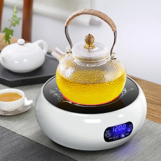 Japanese-style Hammer Pattern High Temperature Resistant Glass Tin Flower Copper Handle Beam Pot Teapot Glass Tea Set - Golden Bridge Store