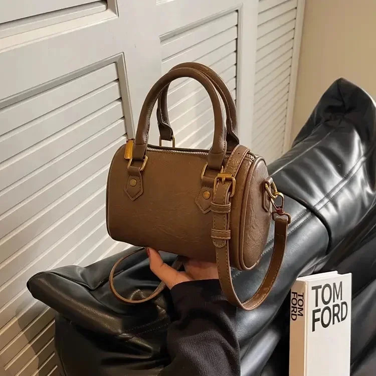 Women Vintage Boston Bag Casual Fashion Crossbody Women's British Style Top-Handle Simple Female Shoulder Bag for Girl