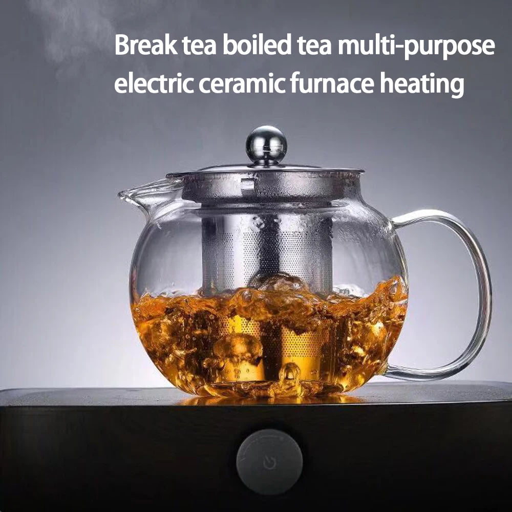Glass Tea Pot Kettle 650ML/950ML/1300ML Teapot with Stainless Steel Strainer Infuser Filter Tea Cup Set kitchen accessories 주전자