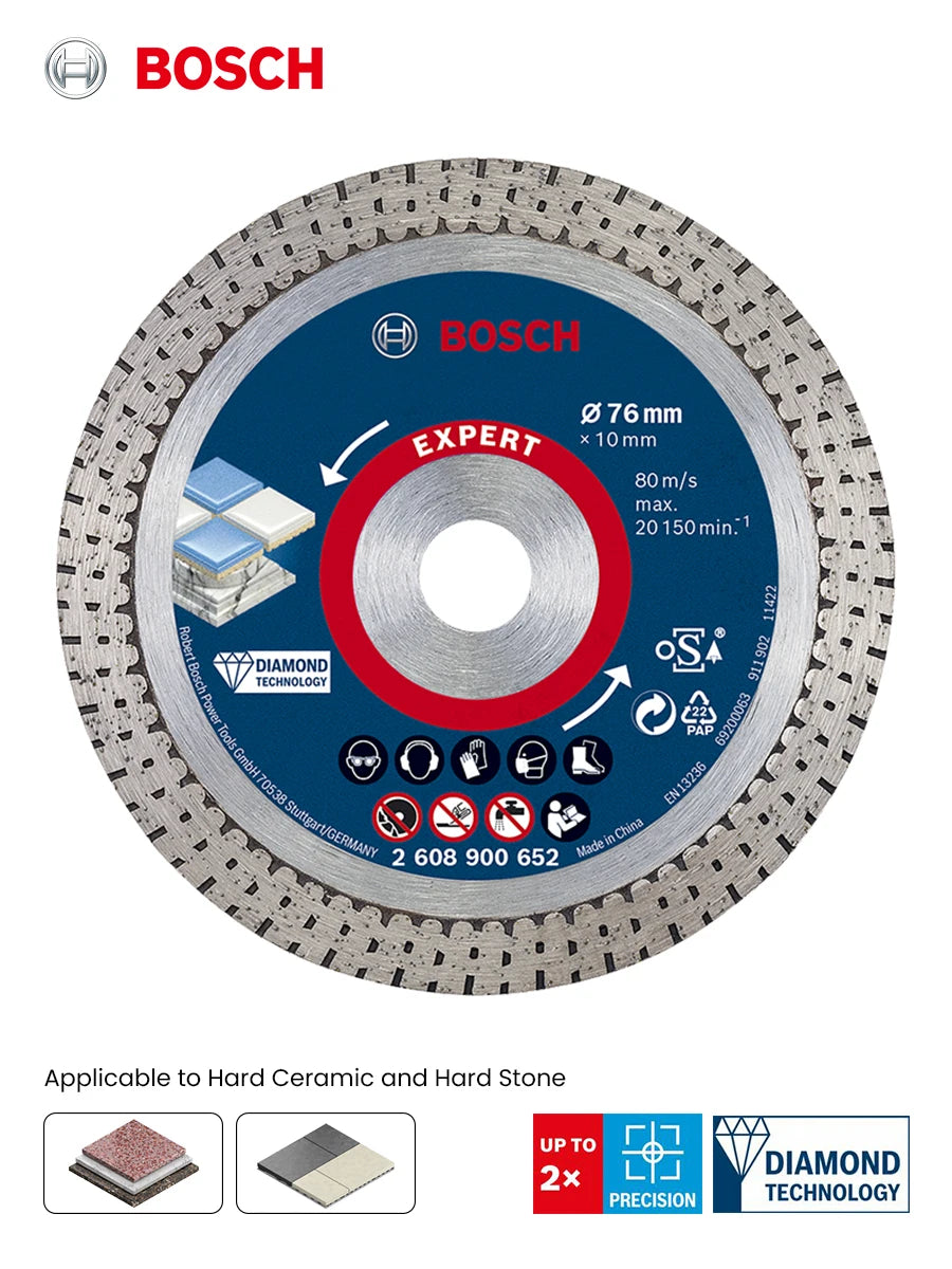 Bosch Expert Hard Ceramic Cutting Disc 76mm Angle Grinder Saw Blade for Hard Tiles Stone Diamond Cutting Disc Accessories 80M/s