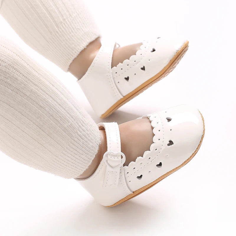 Einfarbige Baby Mädchen Mary Jane Schuhe 2025 - Weiche Gummisohle Anti-Rutsch - Frühling Herbst Prinzessin Schuhe 0-18M