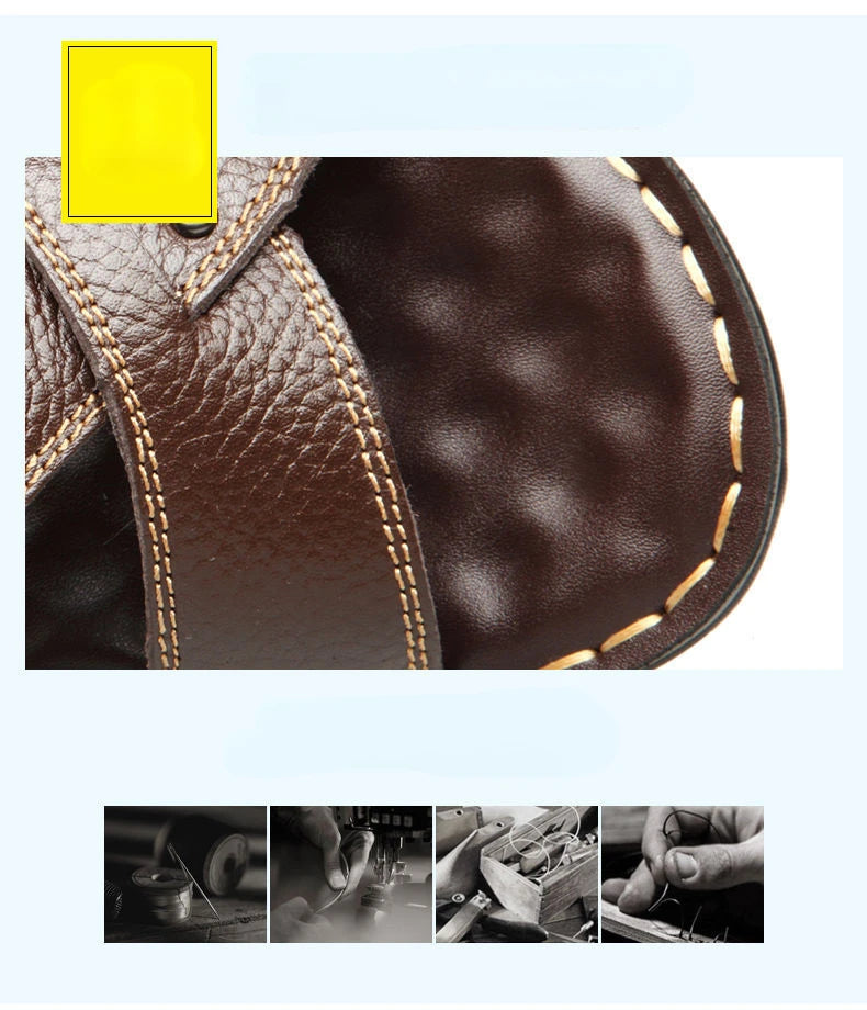 Sandale de vară pentru bărbați din piele, din piele naturală, antiderapante, pantofi pentru bărbați, papuci de exterior cu talpă groasă, pantofi de plajă, confortabili și moi, sandale pentru bărbați