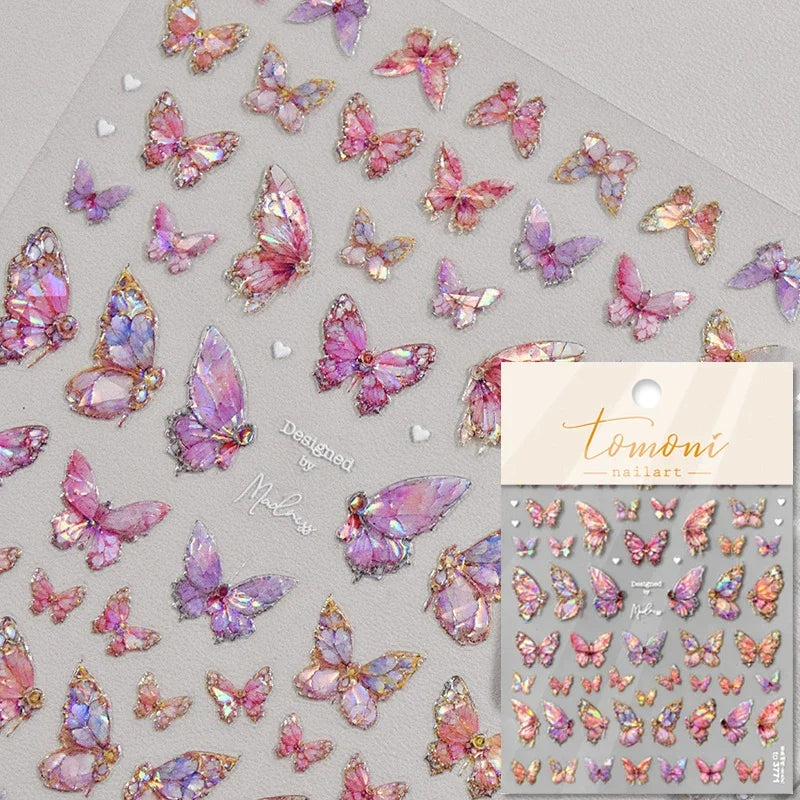 Shell Light Butterfly Nail Stickers High Quality Design Adhesive Stickers Nail Art Decoration Nail Supplies Decals Manicure Tool