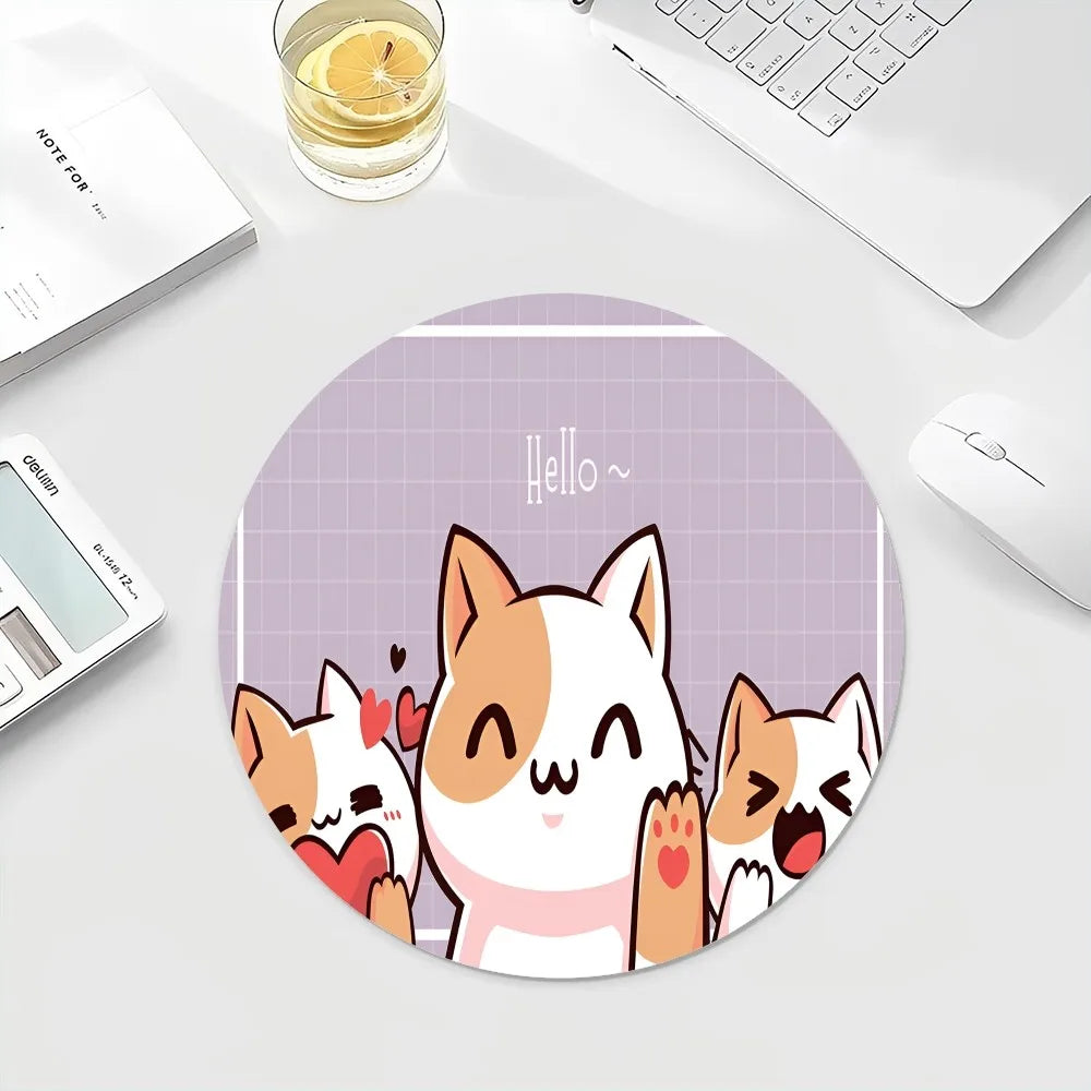 Gaming-Mauspad 2025: Cartoon Cute Cats Anti-Slip - Round Anime Gaming Mouse Pad Teen Girls Collection