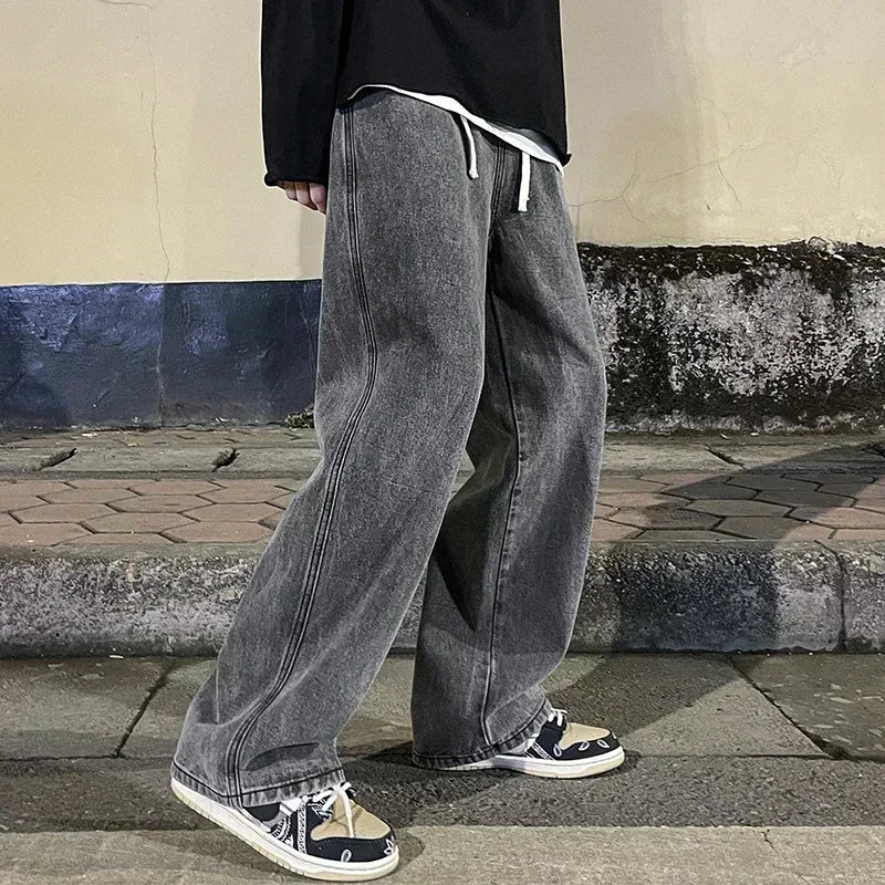 SHAN BAOC Loose Jeans Weit - Elastischer Bund Denims