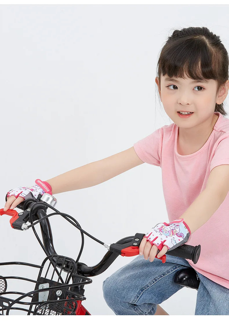 Kids Cycling Gloves Half Finger Skate Child Mountain Bike Bicycle Gloves Sports Gloves for Boys and Girls Children