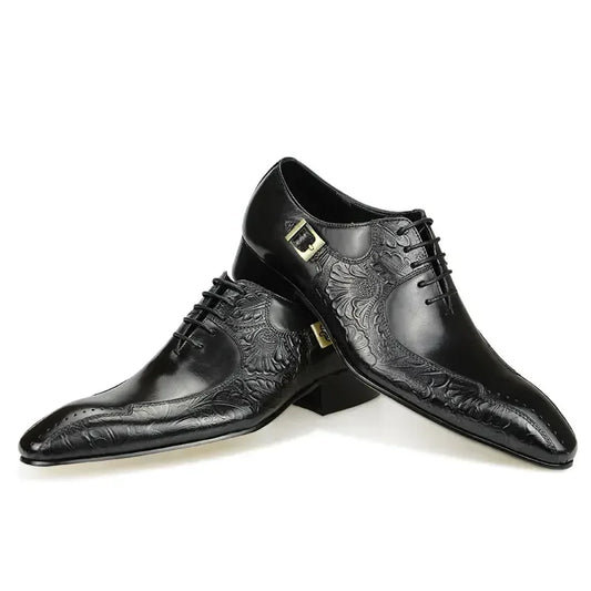 Herren-Schuhe 2025: Elegant-Black Cow-Leather - Business Dress Collection - Golden Bridge Store