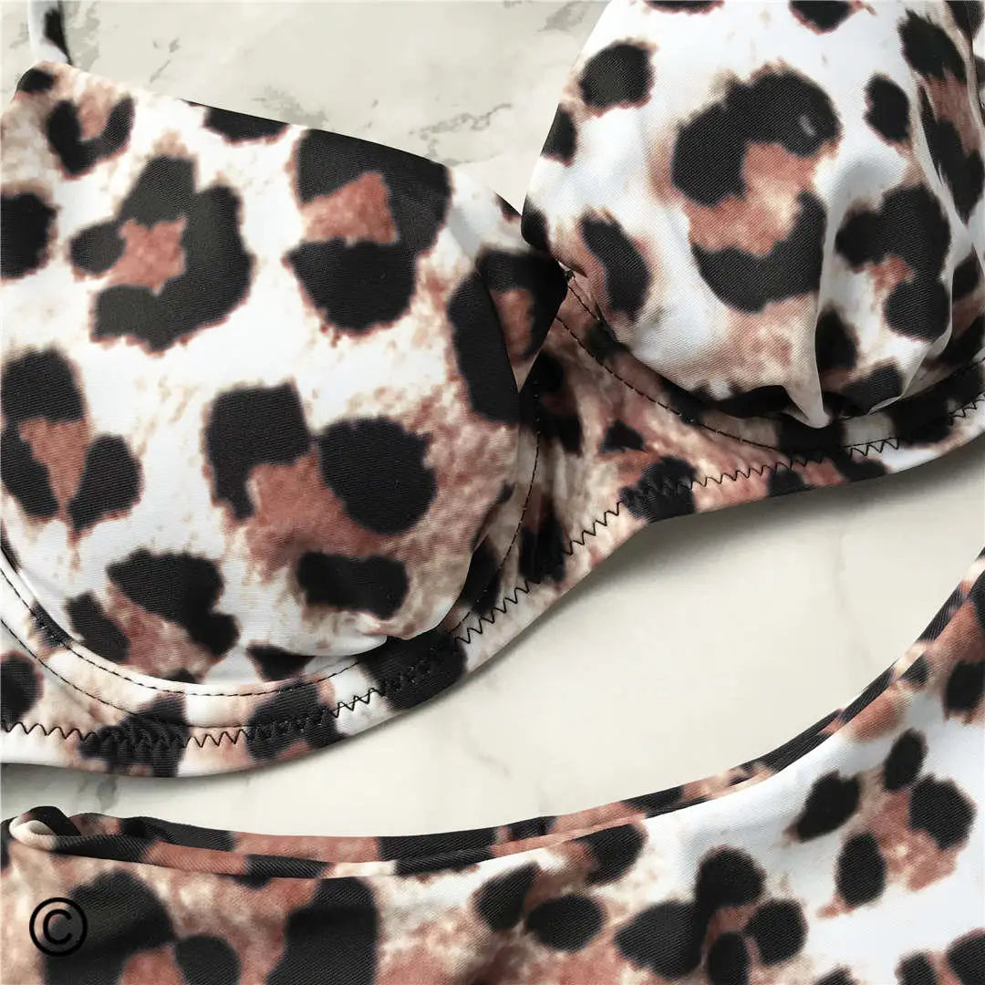 14 Farben S-XL Elegant Leopard Bikini: Varleinsar Wire-Free Low Waist Brasilianischer - Zweiteilig Beach Style Polsterung Leopard-Muster