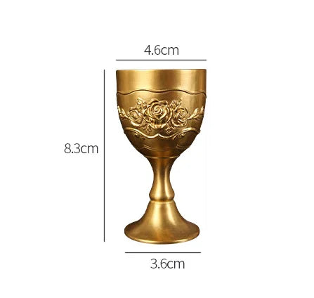 Carved Brass Wine Glass 6 Piece Set Golden Goblet Home Barware Liquor Glass Water Cup Metal Wine Cups Spirit Glass Crafts Gift