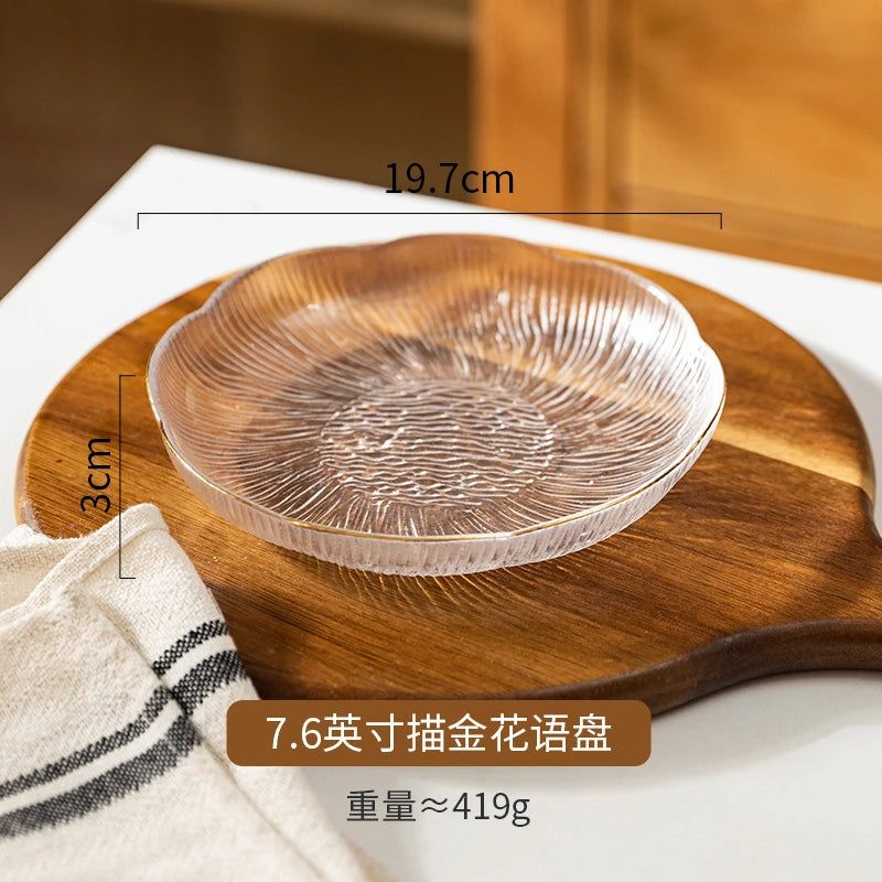 Luxus Glas Geschirr Set Haushalt Küche Zubehör Teller Und Schüssel Modern Hohe Beauty Dessert Schüssel Dim Sum Snack Teller