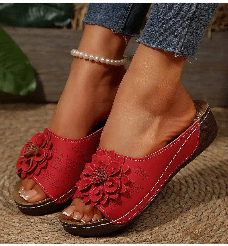 Women's Sandals Soft Heels Sandals Summer 2025 Casual Wedges Heeled Shoes Women Elegant Low Platform Slippers Sandalias Mujer