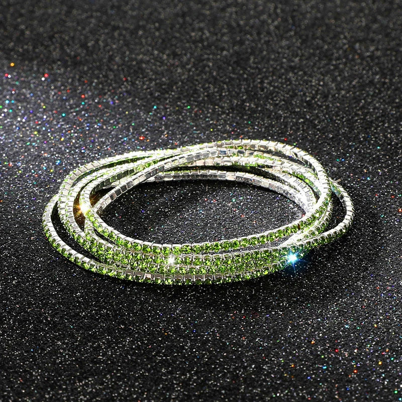 Mode 5er Set Strassarmbänder Elastisch - 5 Stück Bunt