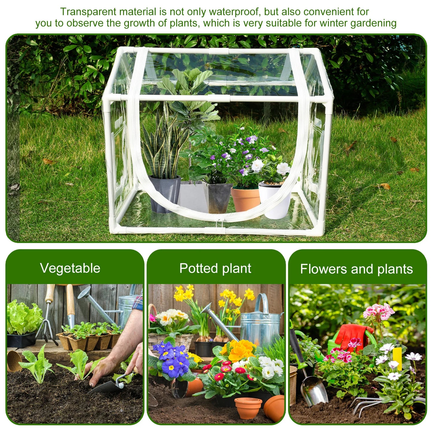 Gewächshaus-Zelt 2025: Transparent PVC Indoor-Portable - Thermostatic Growing Collection