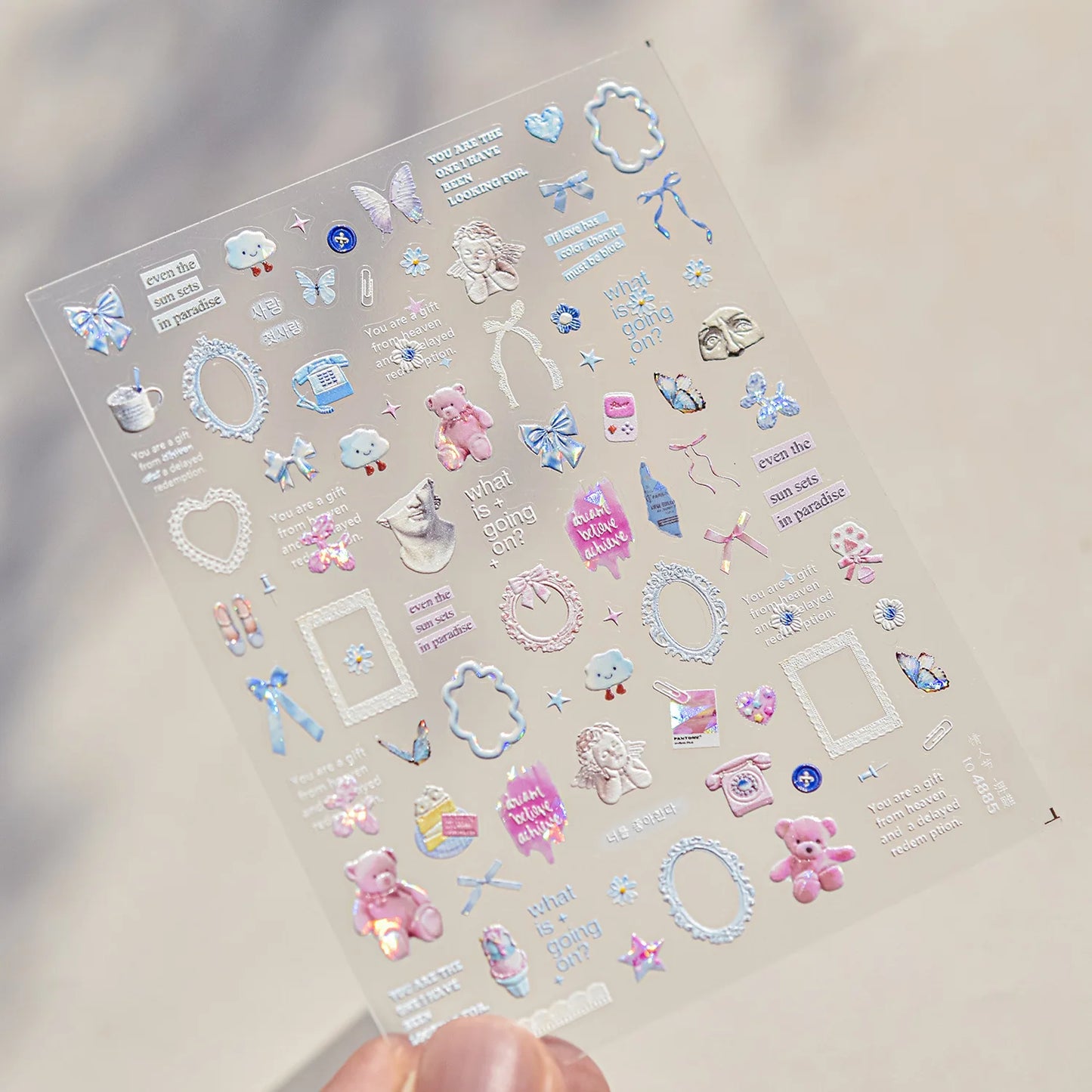 Autocolante pentru unghii RhstoeChoice 5D cu margine aurie - inimă, lună, stea