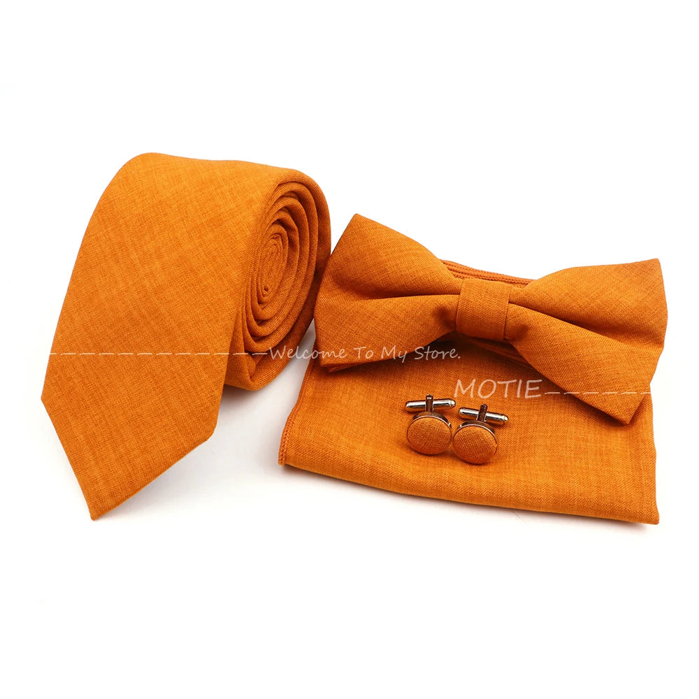 Set de accesorii bărbătești cu design nou, 27 de culori: batistă clasică din bumbac, butoni, papion pentru nuntă, petrecere, cadouri