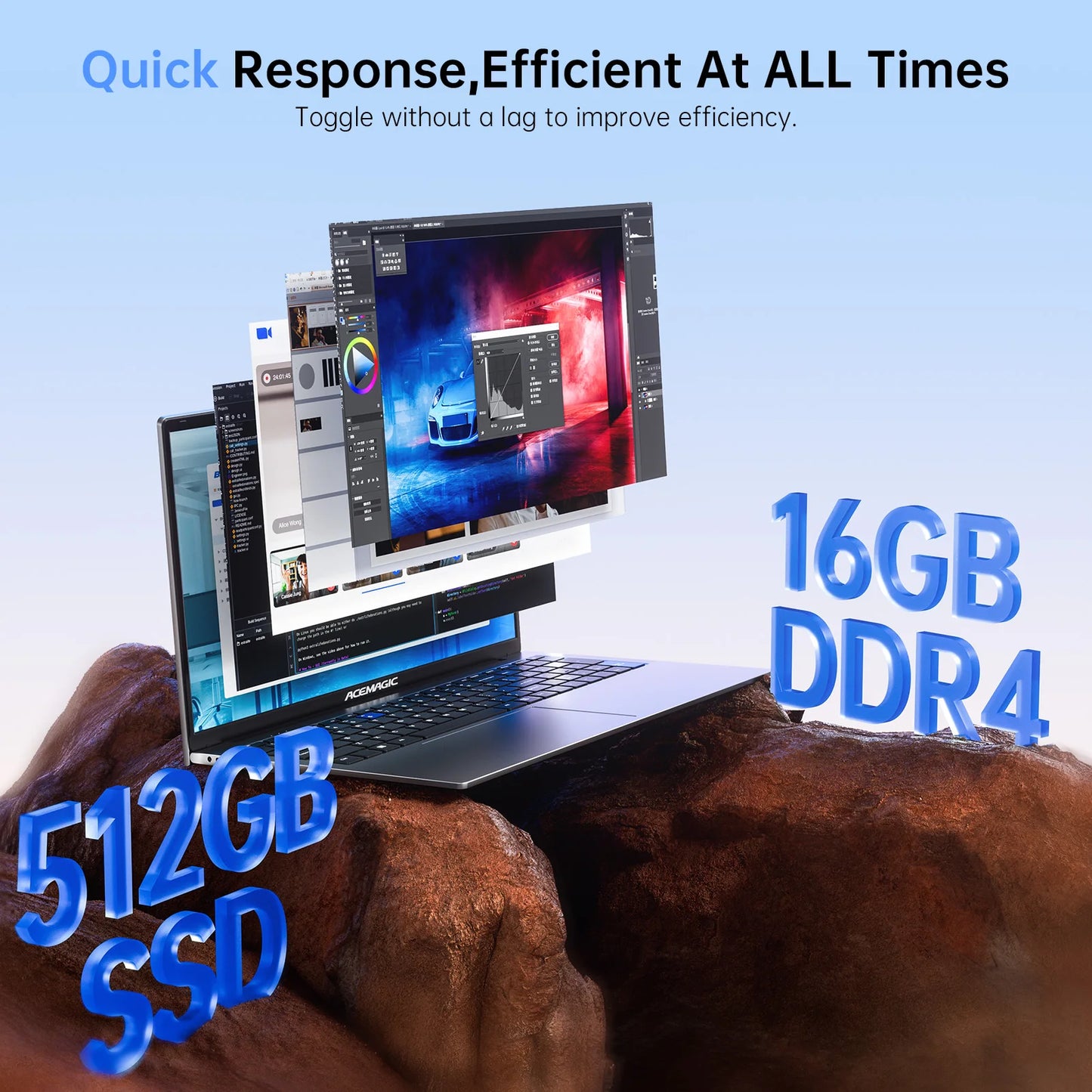 Laptop 2025: ACEMAGIC AX17 Intel Processor N97 17.3" Ultra Slim 6000mAh - 16GB LPDDR4 RAM 512GB ROM Windows 11 Collection