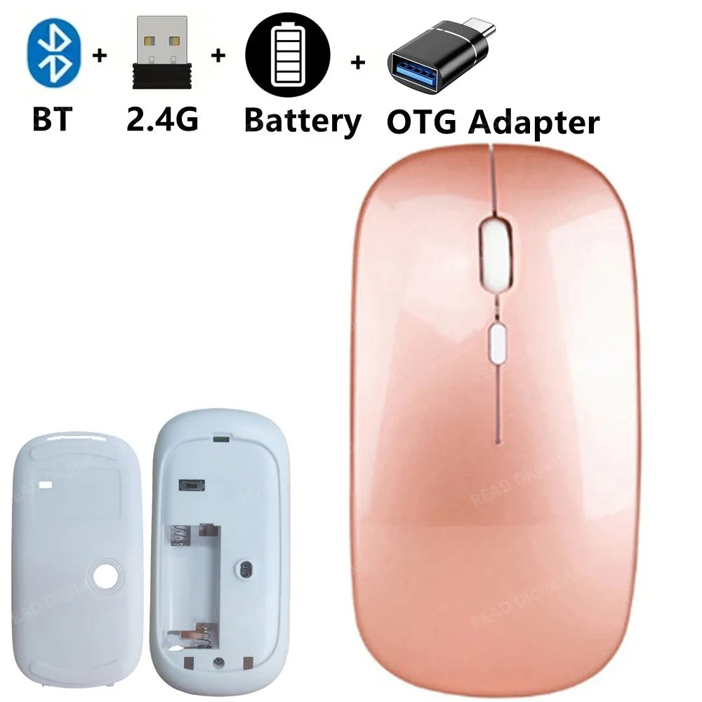 Wireless Maus Slim Bluetooth-kompatibel 2.4G Computer-Mäuse Portable Rechargeable/Battery Cordless Maus für iPad Laptop Desktop