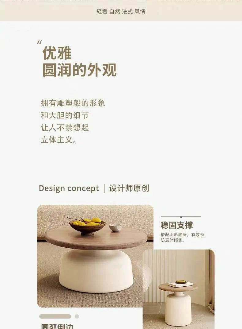 Creamy Wind Apartment Coffee Table Living Room Household Small Apartment Simplicity Iron Round Homestay Coffee Table Furniture