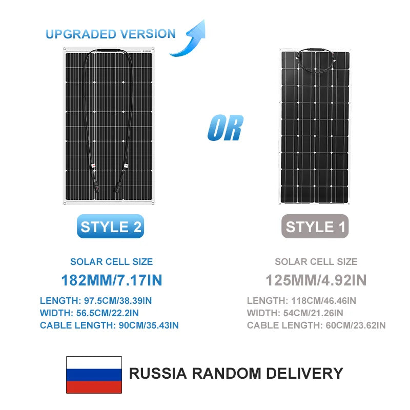 Panouri solare flexibile DOKIO 18V 200W 2PCS 100W impermeabile panou solar monocristalin pentru camping RV încărcare acasă 12V DFSP-100M