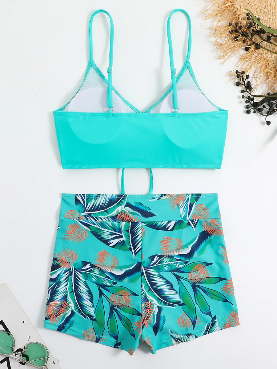 Damen Bikini 2025 - Hochtailliger Drawstring Front Shorts Bikinis für Frauen