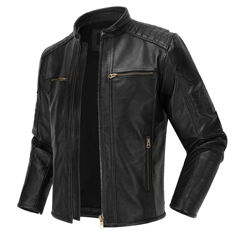 BikerX Milano Lederjacke Vintage Biker - Rindsleder L - Golden Bridge Store