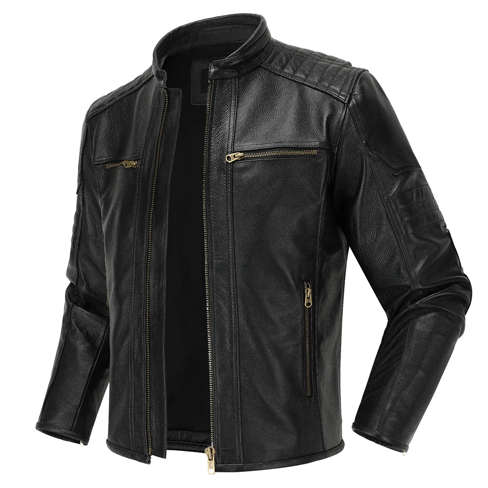 BikerX Milano Lederjacke Vintage Biker - Rindsleder L - Golden Bridge Store